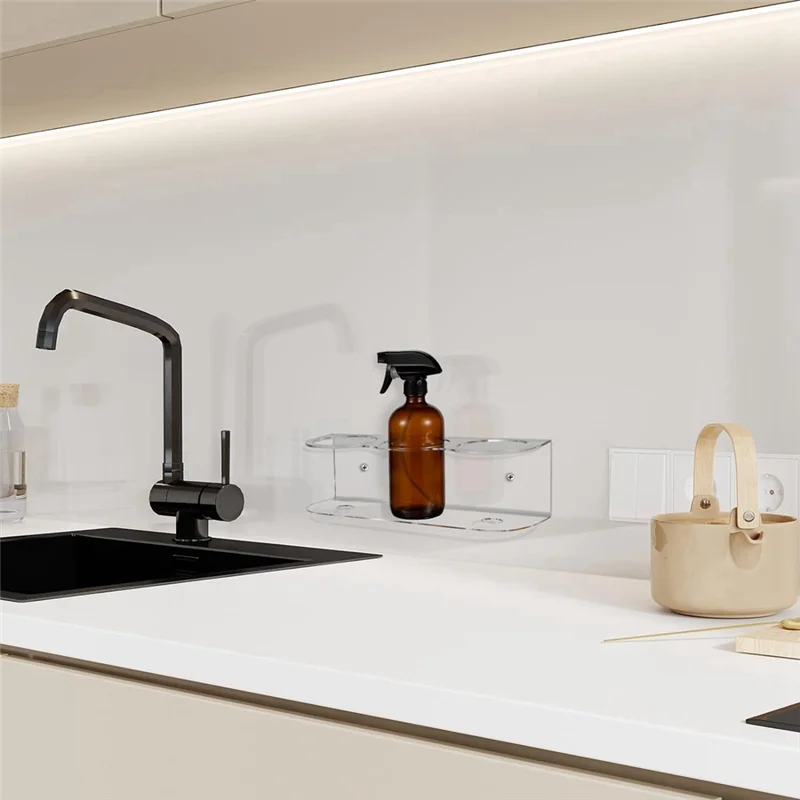 A88K-Spray Can Holder Acrylic Spray Bottle Holder Wall Mounted Aerosol Can Rack Spray Bottle Organizer With Hardware