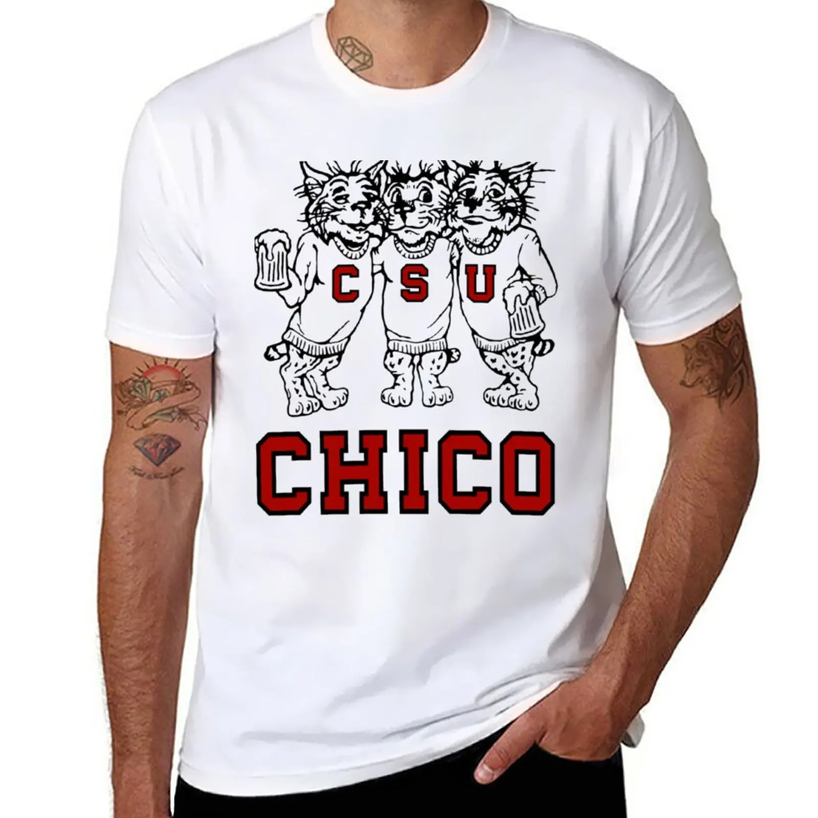 Chico State Vintage Drinking Wildcats Logo Dal 1970 & X27;S 1980 & X27;S Classic Copy Copy T-Shirt Heavyweights Magliette Da Uomo