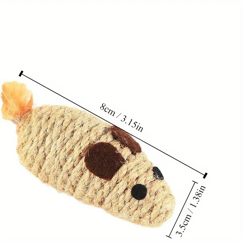 4pcs Sisal False Mouse Cat Toy Bite Resistance Stuffed Toy Interactive Cat Toy Simulation Mice Kitten Self-Playing Plush Toys
