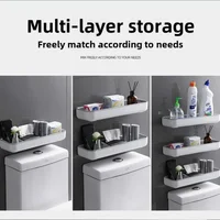 Wall Hanging Toilet Bathroom Storage Cabinet Rack Punch Free Multifunctional Artifact Above Toilet Rack Shelf Organizer 2