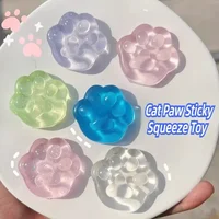 Kawaii Cat Paw Sticky Squeeze Toy Soft Realistic Jelly Glitter Cat's Claw Squishy Stress Relief Toys Kids Adults Unique Gifts 1