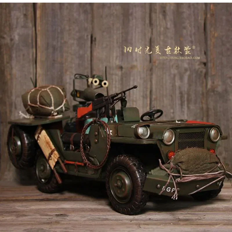Alta Qualità Retro Iron Metal World War Ii American Willys Jeep Model Home Bar Decoration