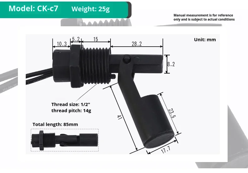 Automatic Liquid Level Control Switch Side-Mounted Corrosion-Resistant PP Plasti