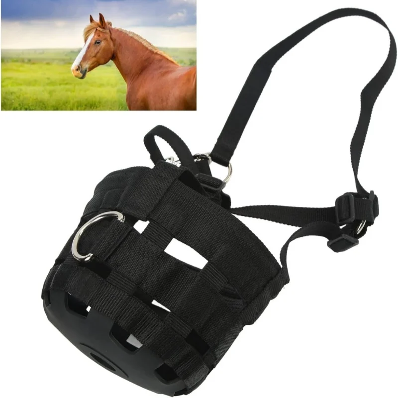 Horse Grazing Muzzle Anti Biting Horse Muzzles Horse Mouth Cover Soft PP Rubber Material Holes Anti-Biting for Equestrian 5