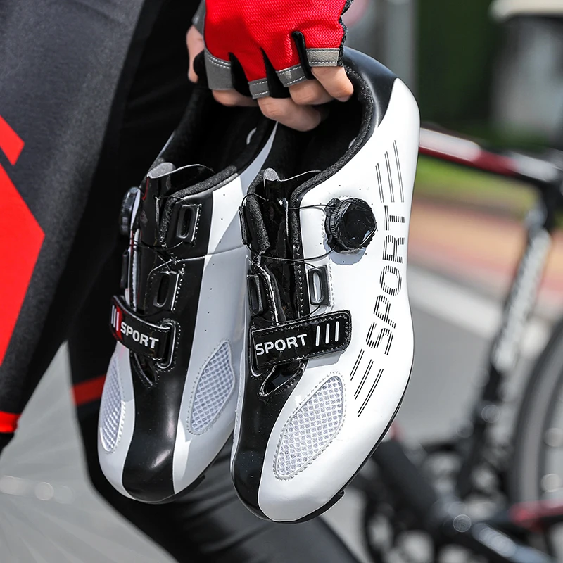 Unisex Outdoor Road Sport Cycling Shoes Red Blue Mens Athletic Cycle Racing Shoes Professional Women Bike