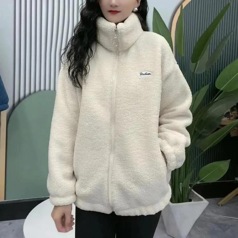힙합 가을 겨울 양털 털이 자켓 streetwear 하라주쿠 퍼지 지퍼 코트 여성 경량 자켓 플러시 따뜻한 자켓 코트