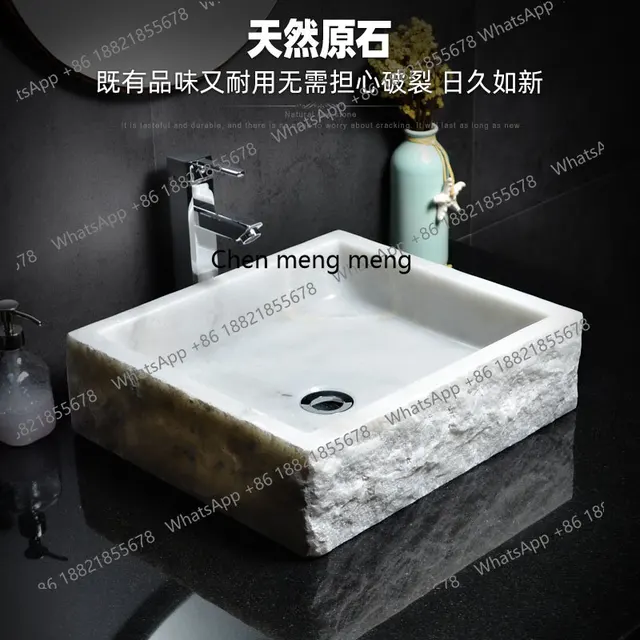 อ่างล้างหน้าหินอ่อนธรรมชาติสำหรับห้องน้ำ บ้าน ภายนอก สระว่ายน้ำ ระเบียง 1