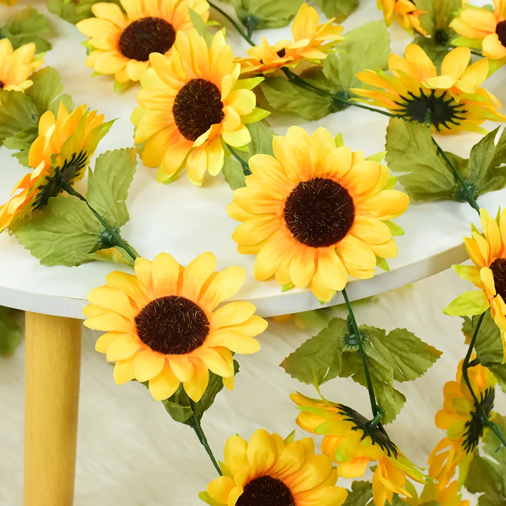 Summer Big Artificial Sunflowers Flowers Silk High Quality Home Decoration  DIY Small Craft Fake Flower Wedding Decor Faux Flower