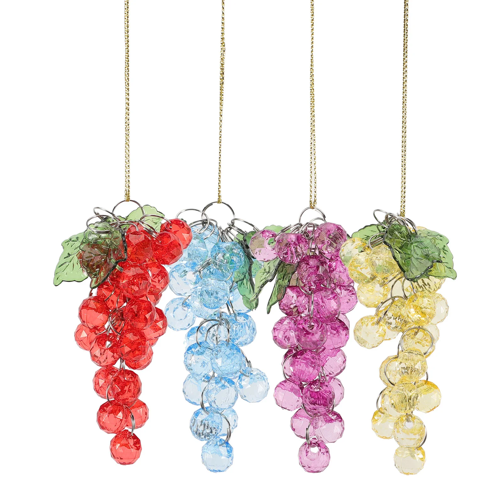 

4 Pcs Acrylic Grape Cluster Beaded Hanging Ornament Christmas Gifts Manual Party Decor Decoration Home