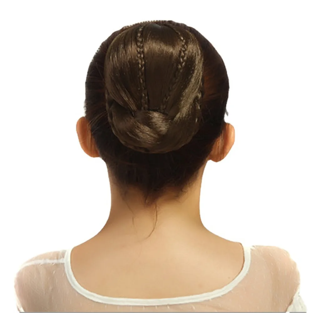 Synthetic Buns Heat Resistant Fiber Women Black Colors 12cm Long Hair Piece Braided Chignon Clip In Donut Hair Roller