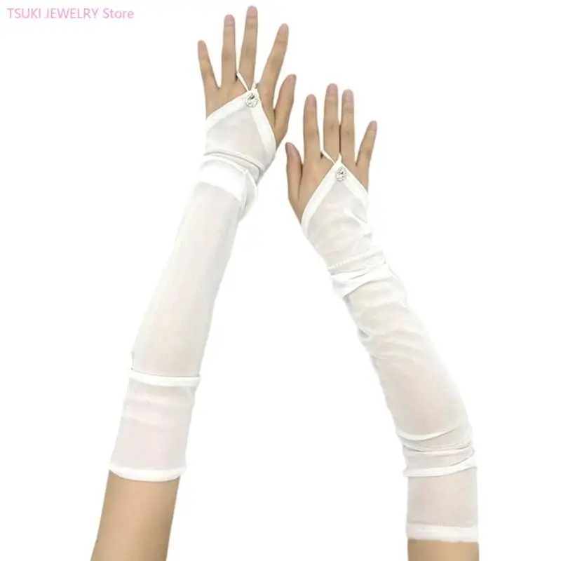 62KE Frauen fingerlose Armstulpen Vintage 1920er Jahre Kostüm Requisiten Handschuhe Hochzeiten und Abendveranstaltungen – Detail 10