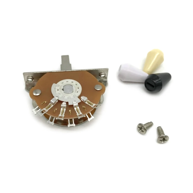

5 Way Short Straight Guitar Toggle Switch Pickup Selector with Black/White/Yellow Tip Knobs Caps for Electric Guitars