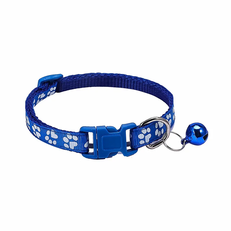 Pet cat bell collar dog print cat collar multiple colors optional necklace ring rope pet supplies F005
