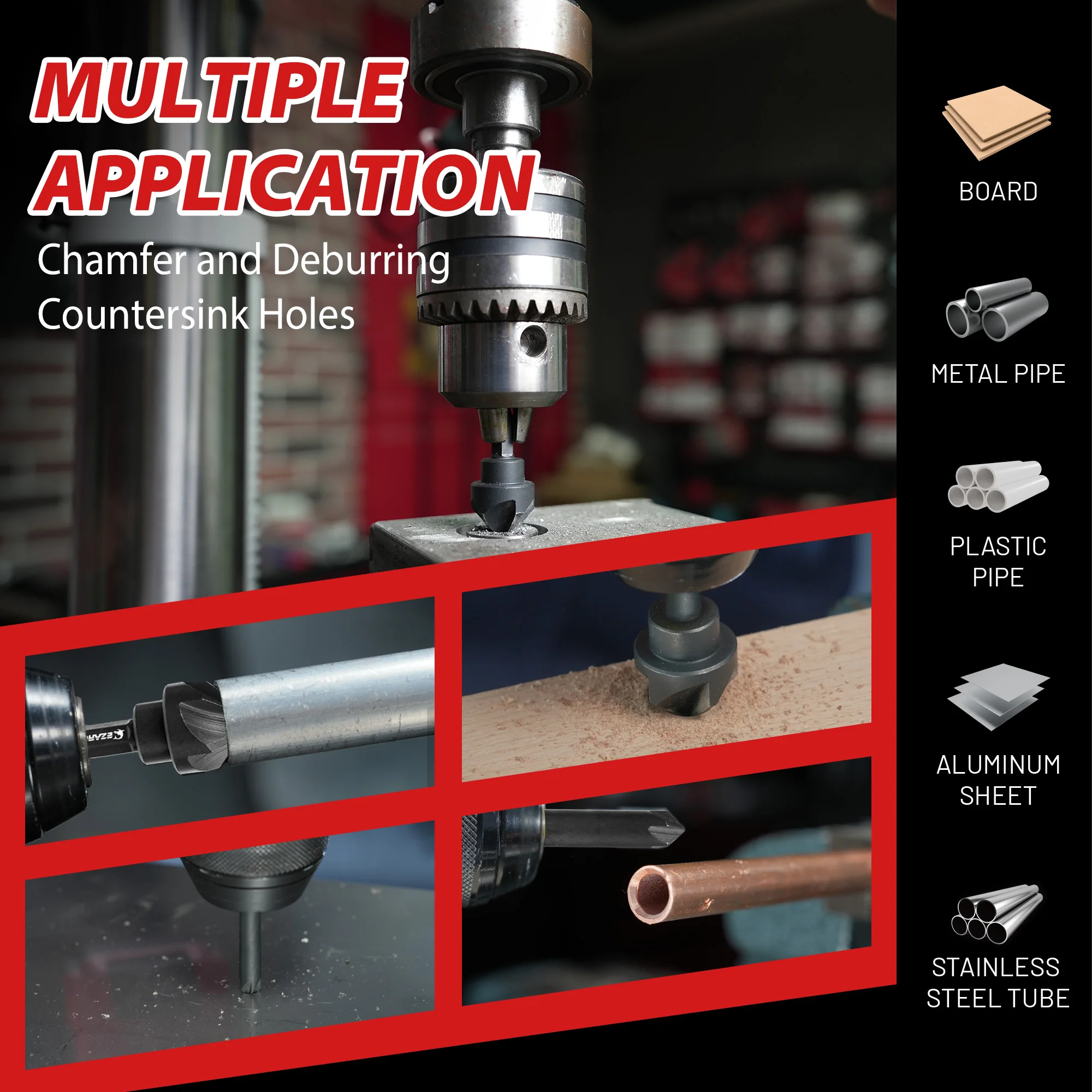 Jeu De 5 Forets Fraiseurs Hexagonaux Avec Butée Réglable - Tailles 1/8" à 11/64" Pour Bois, Métal, Plastique