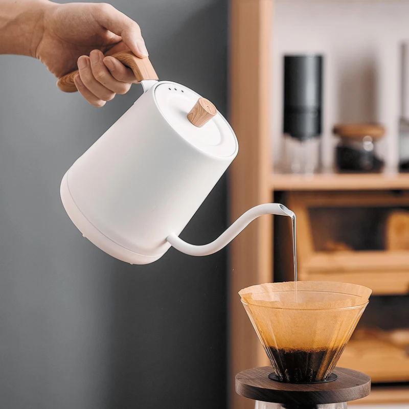 110V/220V Electric Coffee Pot 800ml Hot Water Jug Temperature-Control Heating Water Bottle Stainless Steel Gooseneck Tea Kettle 2