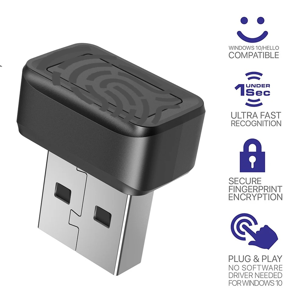 USB 지문 키 리더 FIDO U2F 생체 인식 지문 스캐너 윈도우 헬로 360 ° 터치 생체인식 미니 보안키 동글