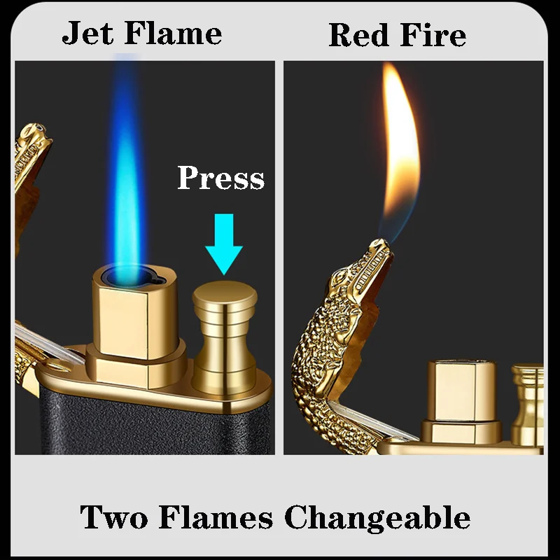 New Creative Dragon Double Fire Lighter Jet Flame Open Fire