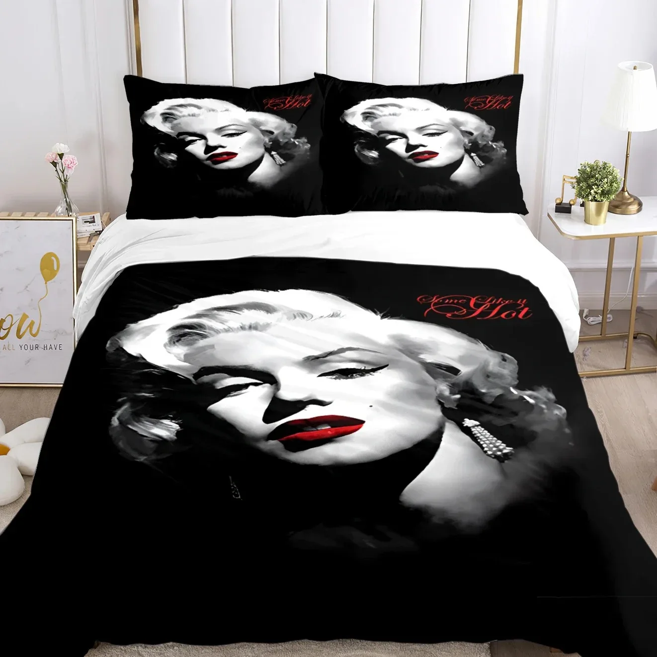 Marilyn Monroe Duvet Cover Comforter Fear Bedding sets Soft Quilt Cover and Pillowcases for Teens Boy Single Double Queen King 3