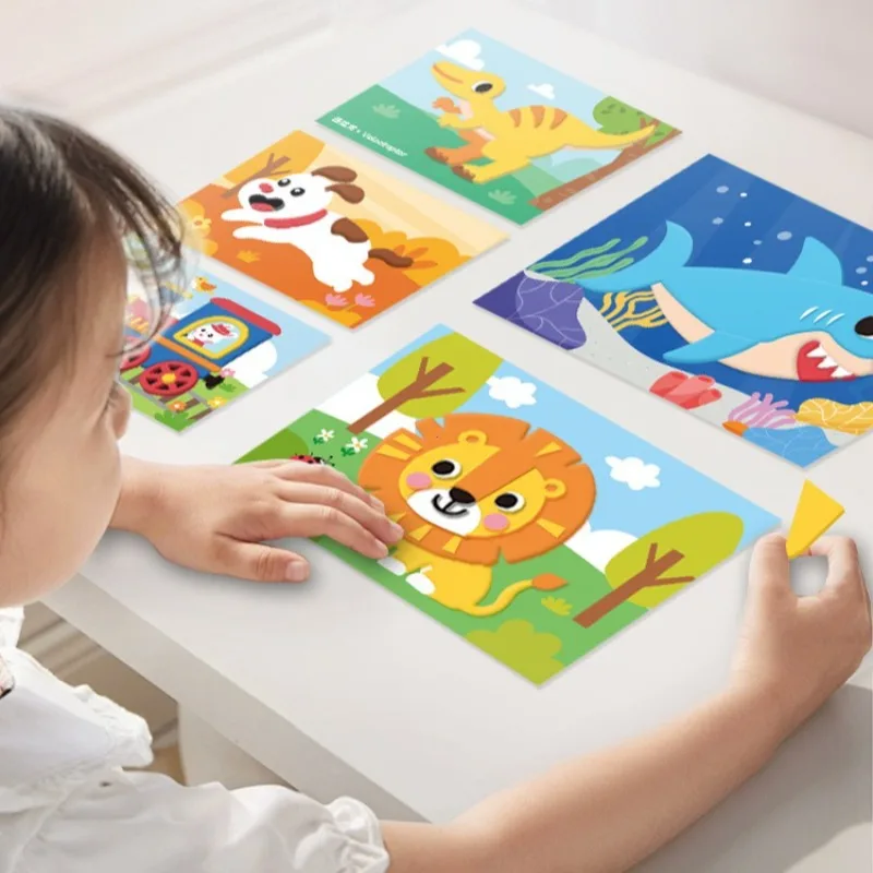 12 pièces 3D EVA mousse autocollant ensemble, bricolage dessin animé Animal apprentissage éducation peinture autocollant, Art salle de classe peinture Puzzle artisanat