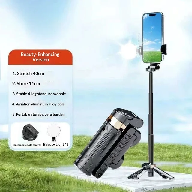 Super Mini Selfie Stick Portable Phone Holder Shooting Aid Versatile Integrated Design Bluetooth Remote Handle Selfie Sticks