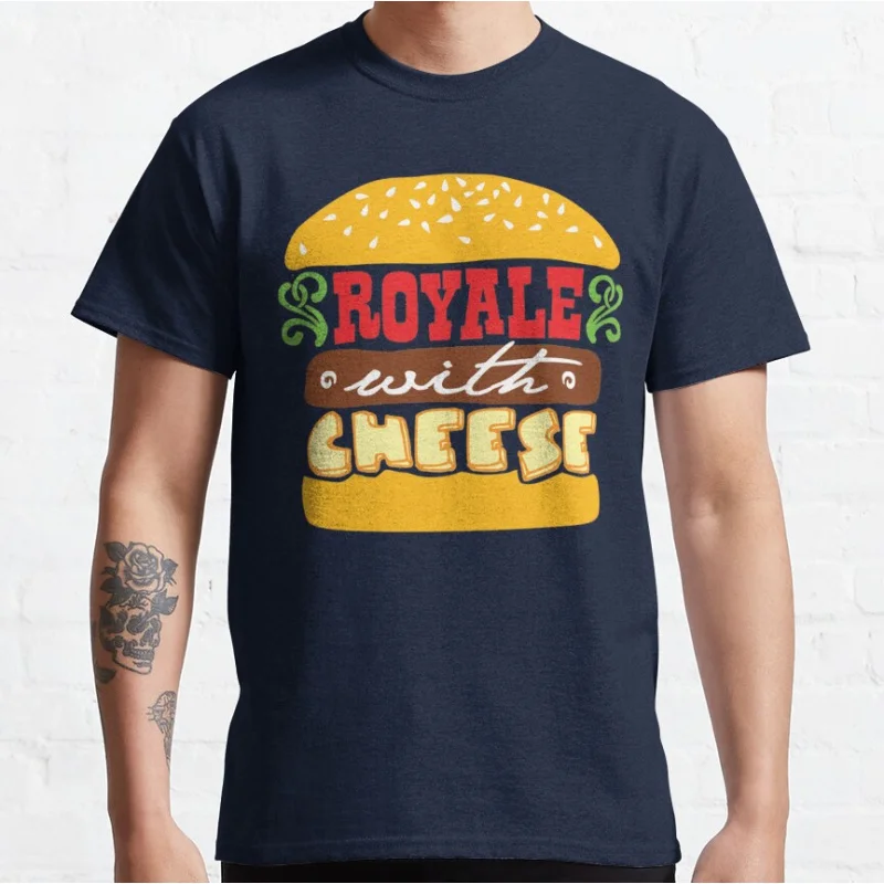 Royale mit Käse 80er Jahre Vintage Film Pulp Fiction Kurzarm-T-Shirt mit Rundhalsausschnitt für Männer große Größe Erwachsene Tops S-6XL
