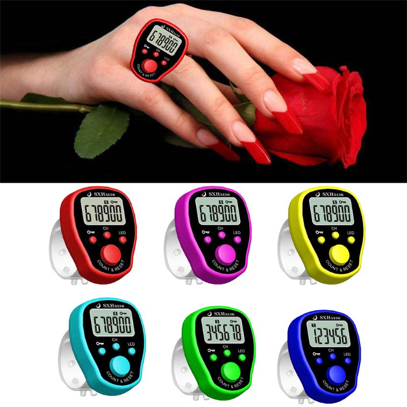Electronic Digital Finger Counter LCD Display Counter for Piecework Restaurant Game Scores Buddha Recitation 1Pc Random Color