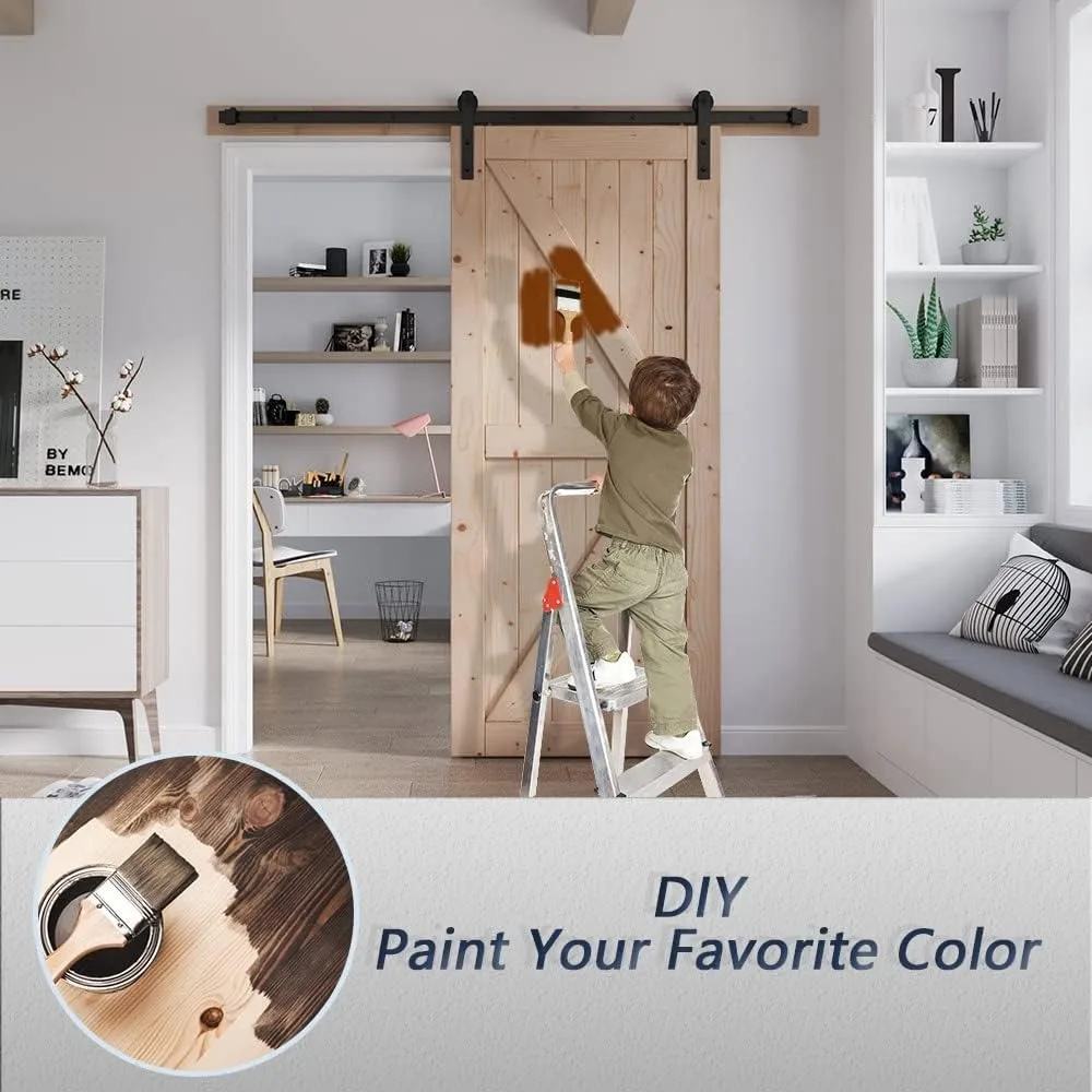 36in x 84in Wood Barn Door with 6.6FT Barn Door Hardware Kit Included K Shape Solid Spruce Wood Panel Need 3
