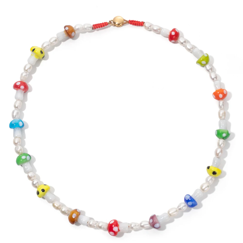 2023 New Design Devil Eye Beads Necklace For Women Pearl Charms Beaded Handmade Necklace Colorful Bead Jewelry