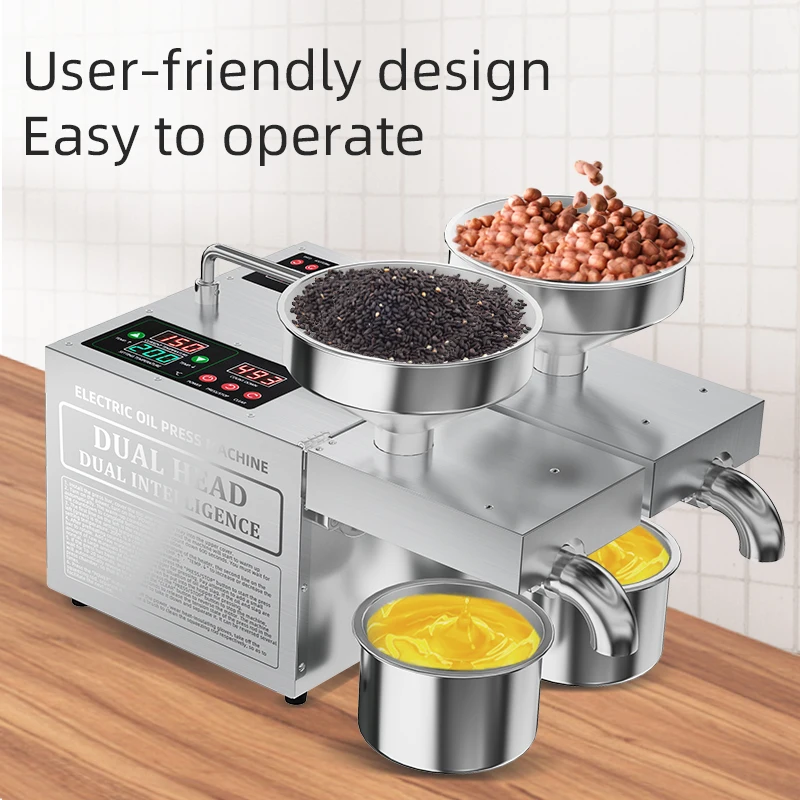 SUNZ Double head adjustable temperature oil press machine Automatic Oil Extraction Peanut Extractor Expeller oil press machine