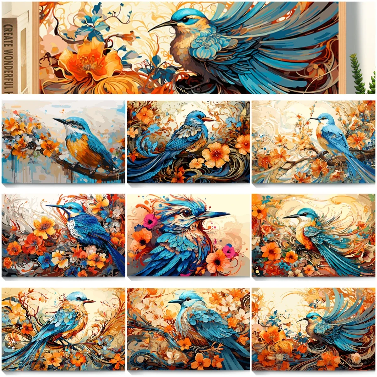 

Paint by numbers Handpainted Canvas painting colorful bird drawing pattern Painting by numbers For adults Home decor 60x75cm