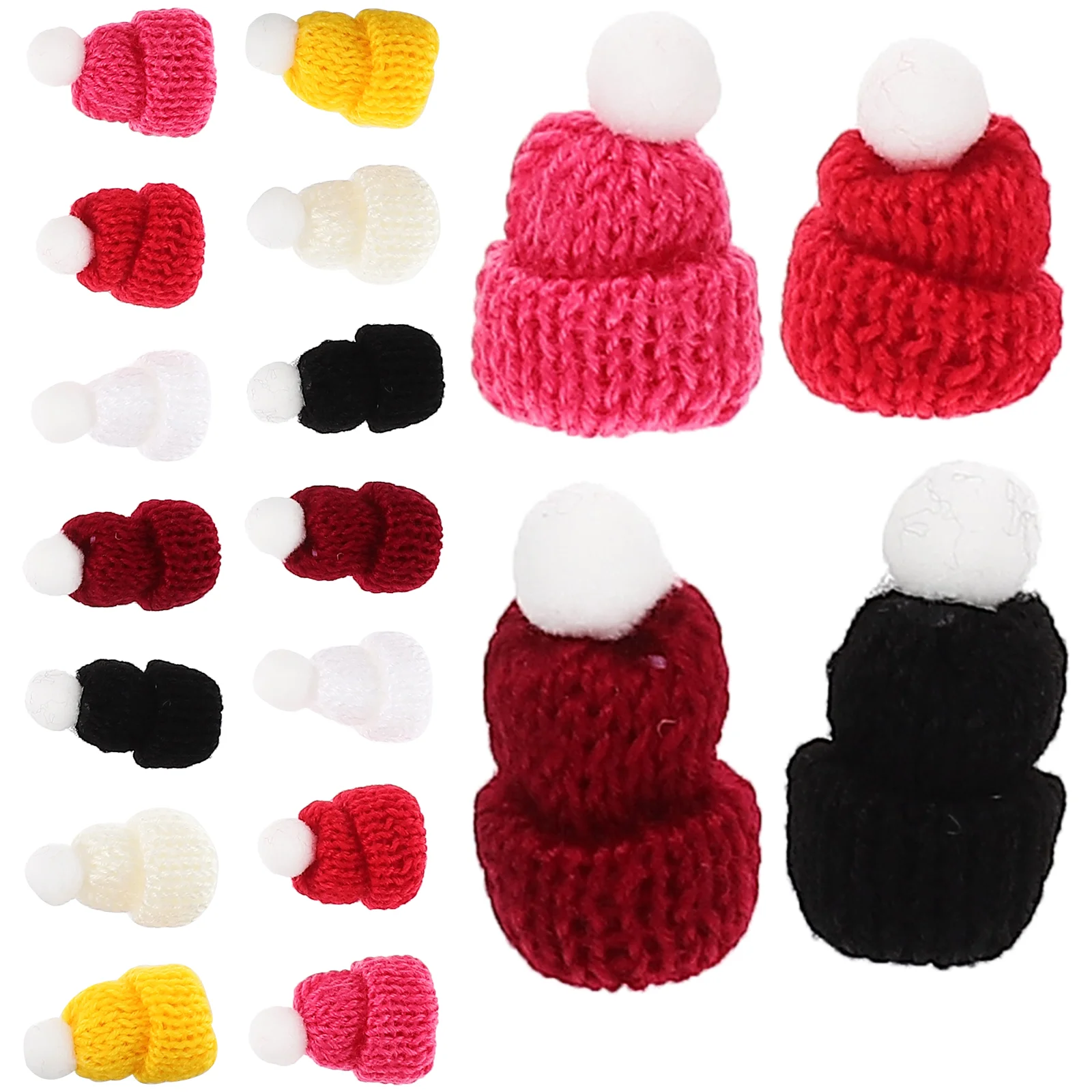 1pc baby christmas red hats newborn hand knitting wool girls hat photo props accessory infant cap Tiny Knitting Hats Christmas Doll Hats Miniature Hats DIY Hats Mini Doll Hats Mini Hat Decorative Wool Ball Mini Hat