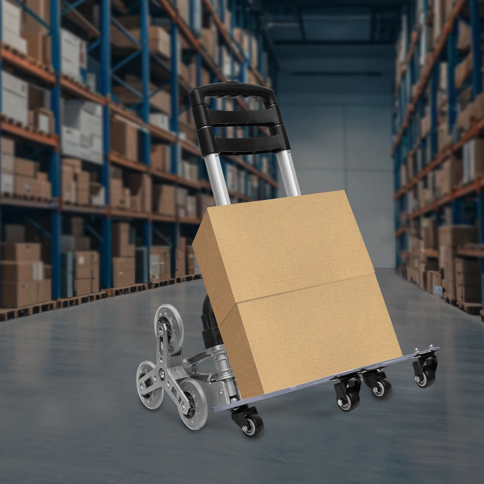 4 Small Wheels Black Folding Trolley Aluminum Alloy Wheel Frame With Cloth Bag Crystal Wheels To Carry Goods Deliveries
