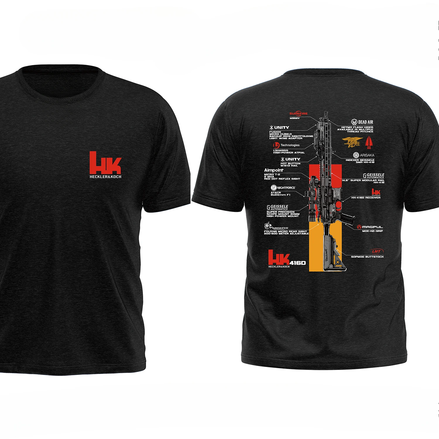 HK416D Tactical Army Fan Club Outdoor Training Competition T-Shirt Cotton Original Loose Fit Crew Neck Tee Men Streetwear