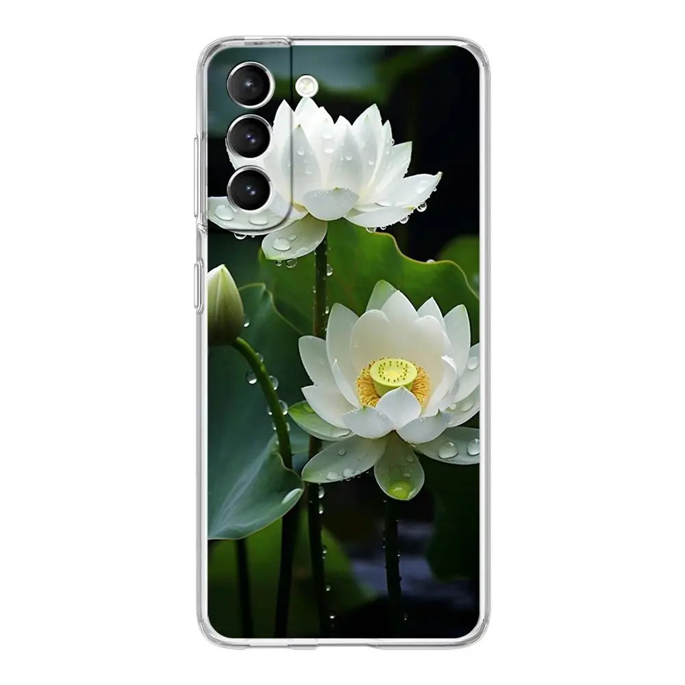 Luxurious Clear Soft Phone Case with Lotus Flower Design