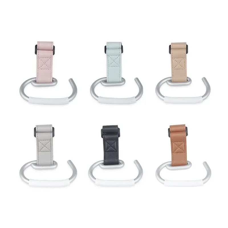 PU Leather Stroller Hooks Rotate 360 Degrees Multifunctional Leather Hooks For Bags Stroller Accessories Christmas Gift