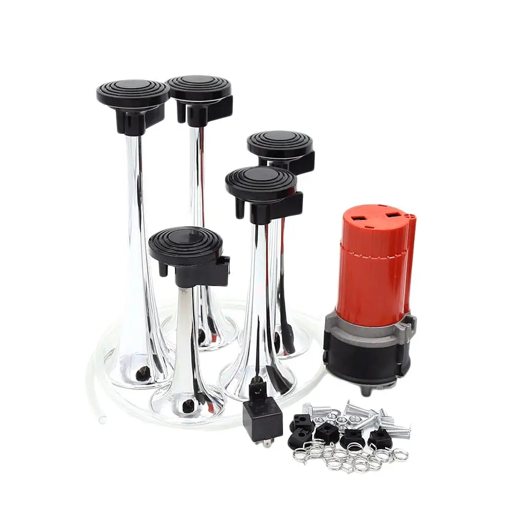 Musical Jazz Air Horn 5 Tromba Super Loud 130Db 12V Compressore Set Car Truck Train