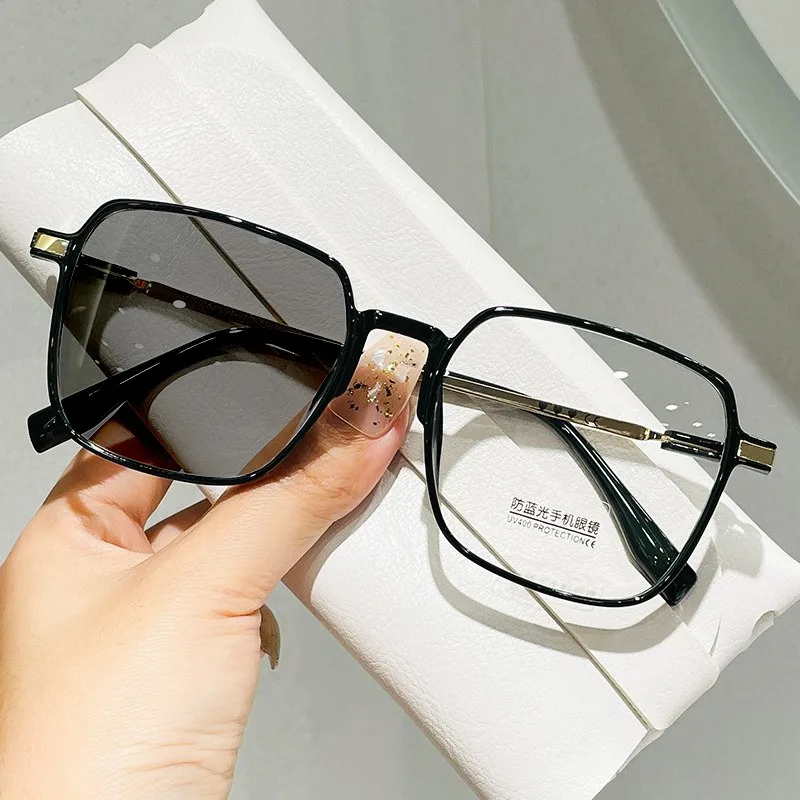 

Gray Anti Blue Light Glasses +50+75+100 to+400 Photochromic Reading Glasses Male Female Large Frame Mirror Presbyopia Eyeglasses