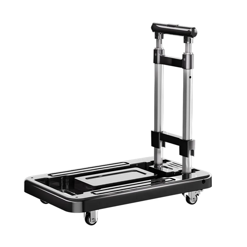 Luggage pull rod pickup small cart folding household portable cargo handling trailer shopping grocery cart