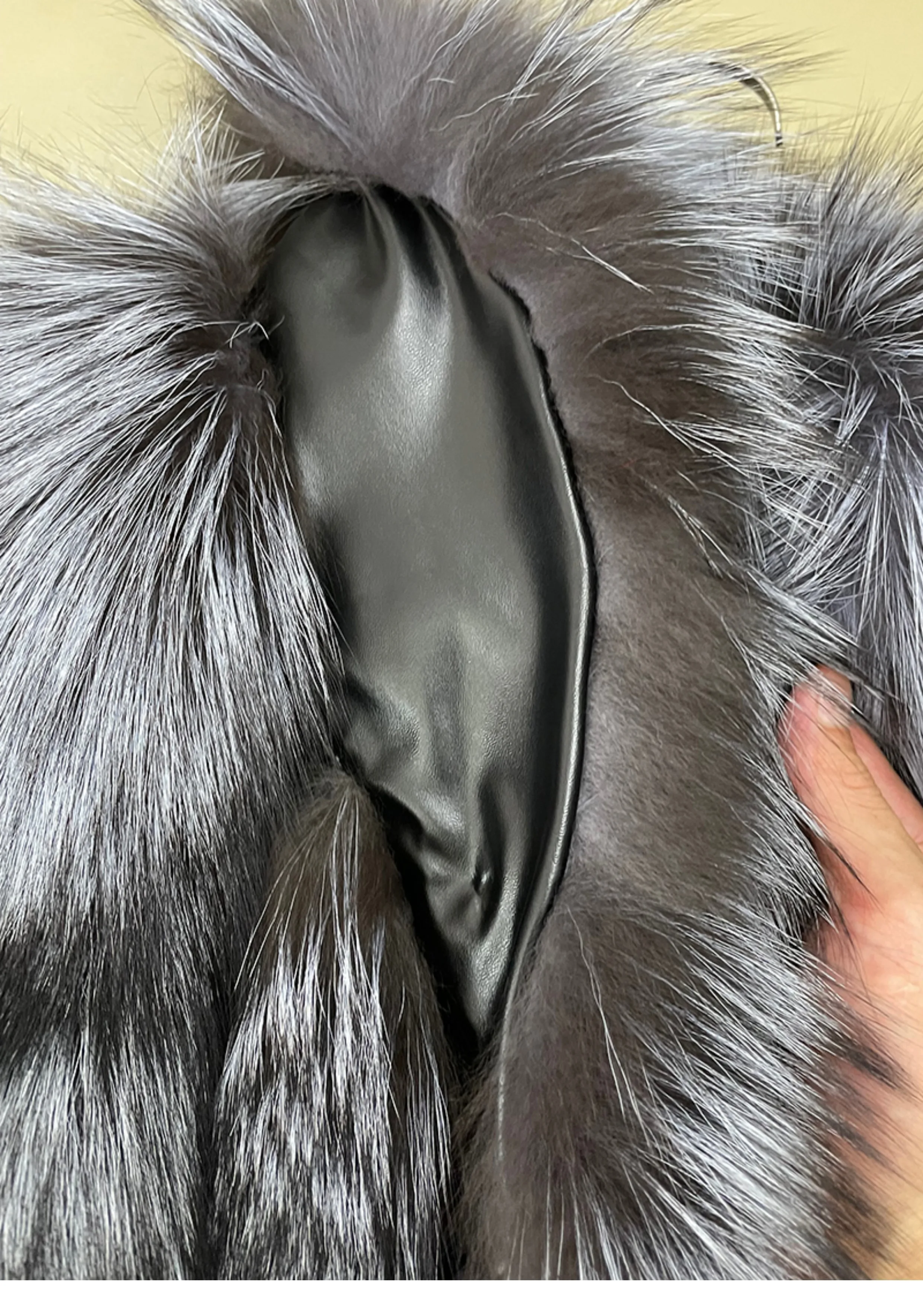 Women's Luxury Natural Fox Fur Jacket Long Turn-Down Collar Real Fox Fur Jacket Turn-down Collar Luxury