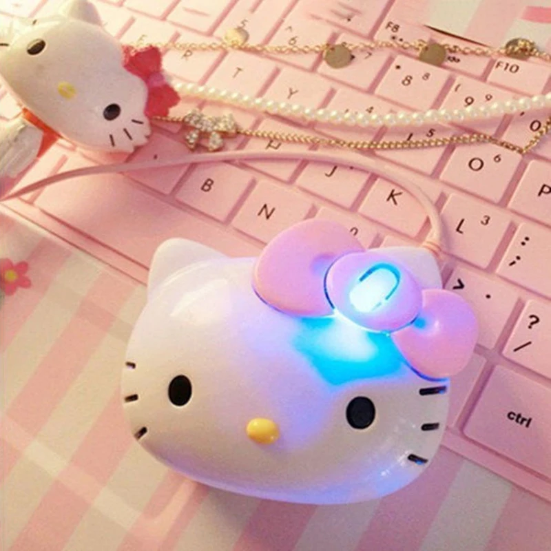 

Kawaii Sanrio Anime Wired Mouse Cute Hello Kitty Pompompurin Cinnamoroll Cartoon Portable Mouse Originality Children Gifts