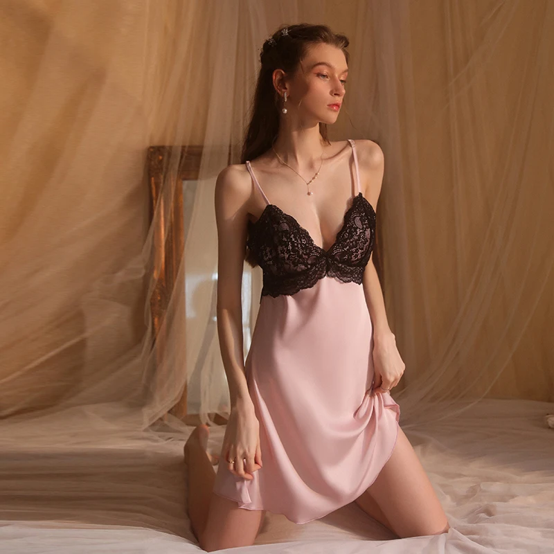 

Сексуальная контрастная Женская Повседневная Удобная кофта с нагрудной подушкой, шелковая Домашняя одежда, Женская домашняя одежда