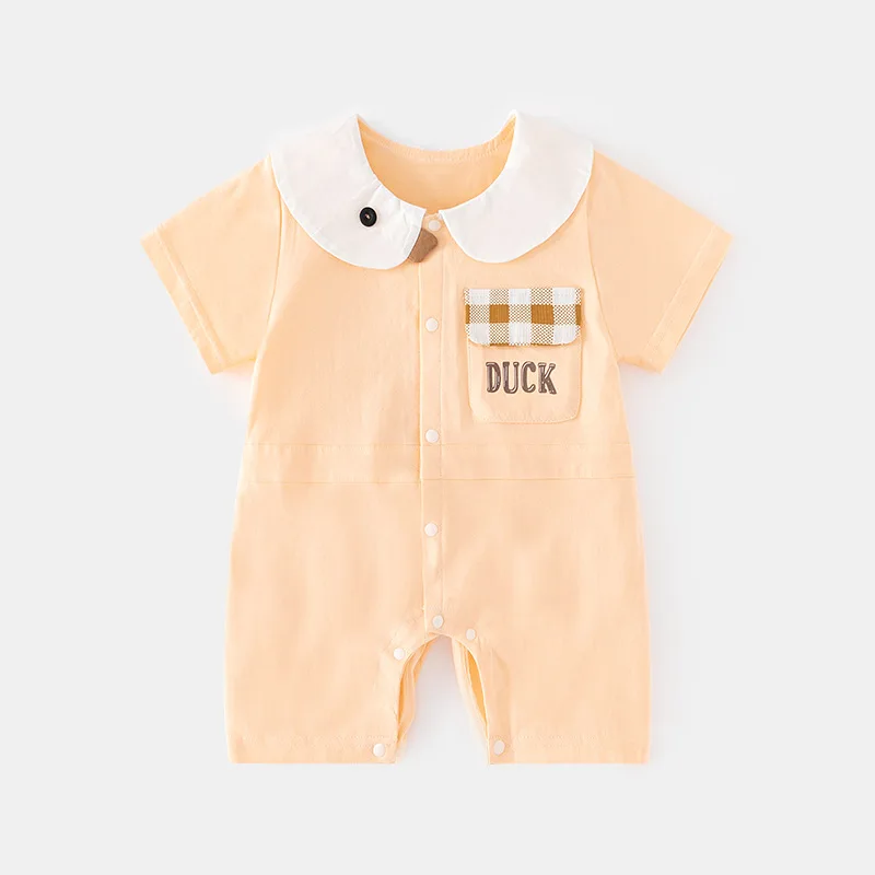 

Baby Summer Short Sleeve Rompers Baby Ultra-Thin Air Conditioning Clothes Summer Romper Newborn Open Crotch Thin Romper