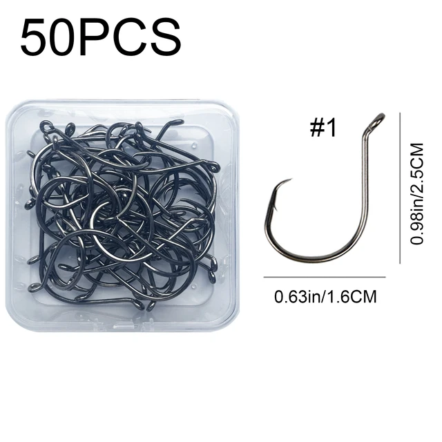 50Pcs Coated Chemically Sharpened Octopus Circle Fishing Hooks 7385 Hi –  Bargain Bait Box