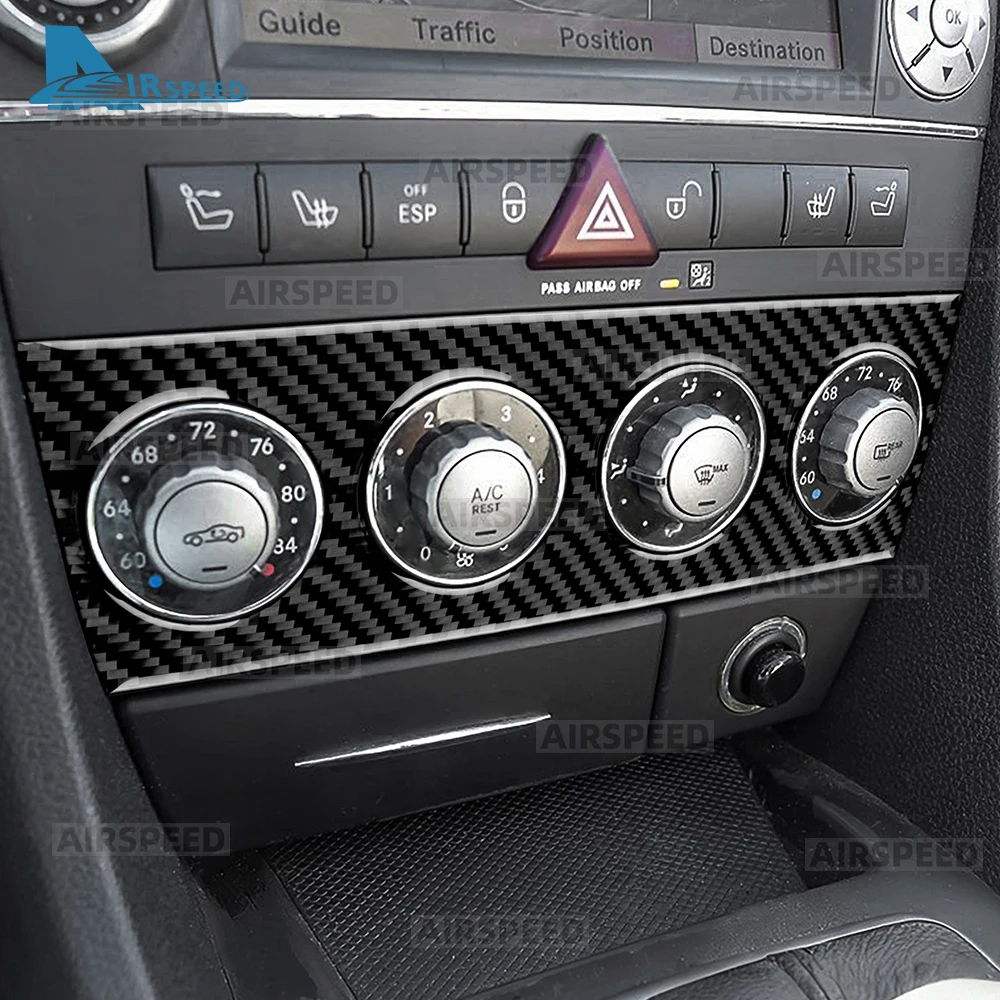 메르세데스 벤츠 SLK R171 2004 2005 2006 2007 2008 2009 2010 차량용 중앙 제어 에어컨 패널용 리얼 소프트 카본 파이버 트림 스티커