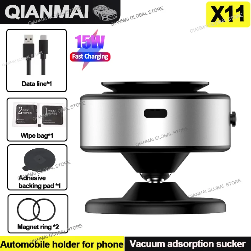 thumbnail image 2 of Magnetic Vacuum Adsorption Car Mount - Foldable 360° Rotating Aluminum 2 of 14