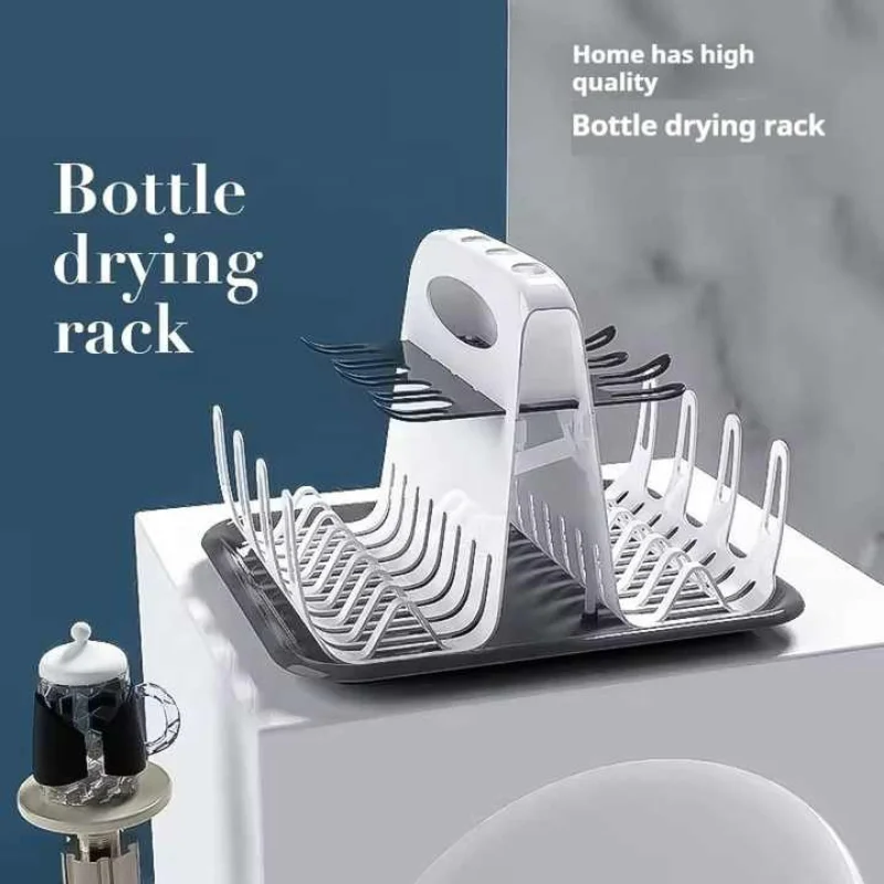 Baby Bottle Drying Rack Portable Cleaning Dryer Storage Holder Feeding Bottles Accessories Drain Tray Water Cup