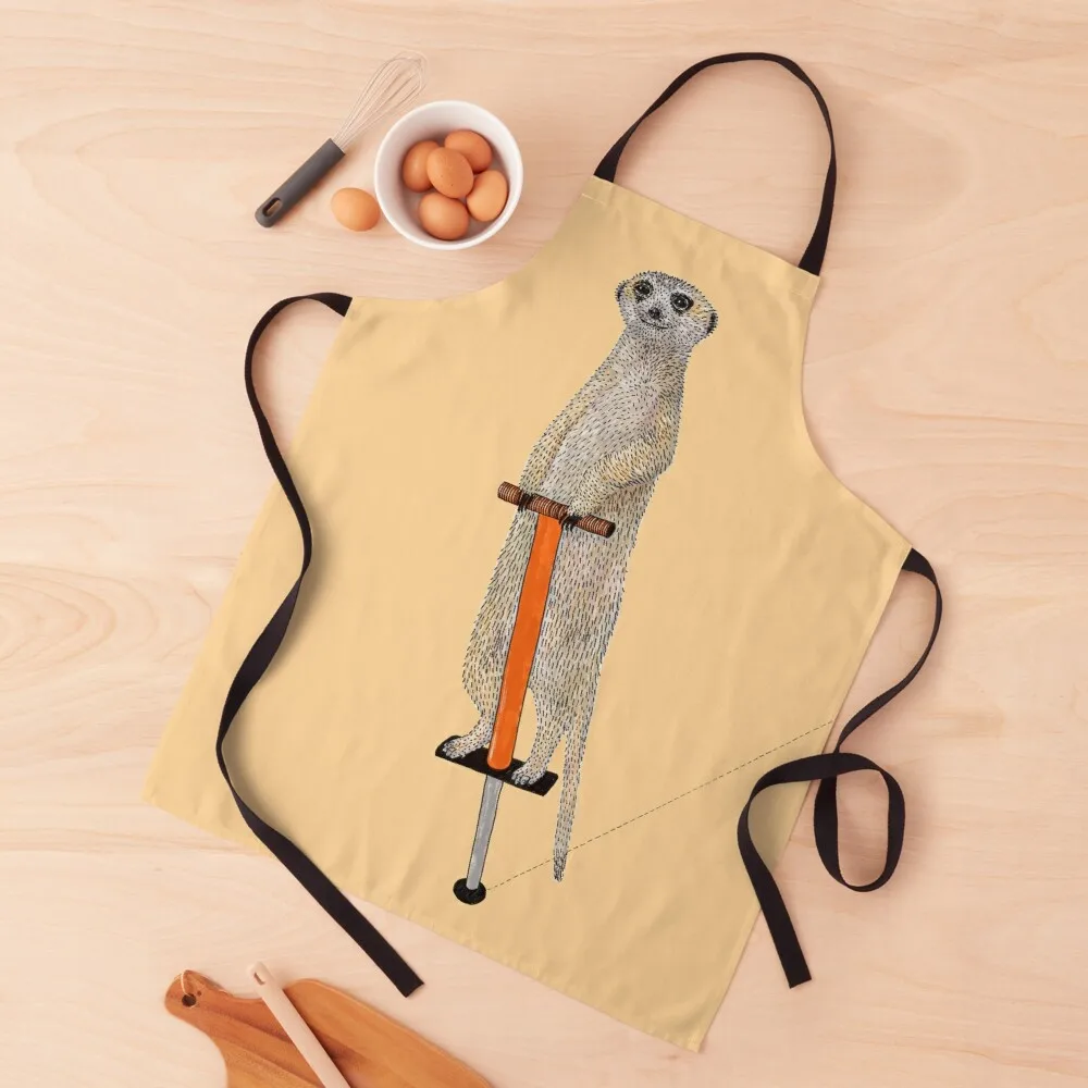 

Meerkat on a pogo stick Apron Apron Woman Kitchen Apron Costume Waiter Kitchen Supplies
