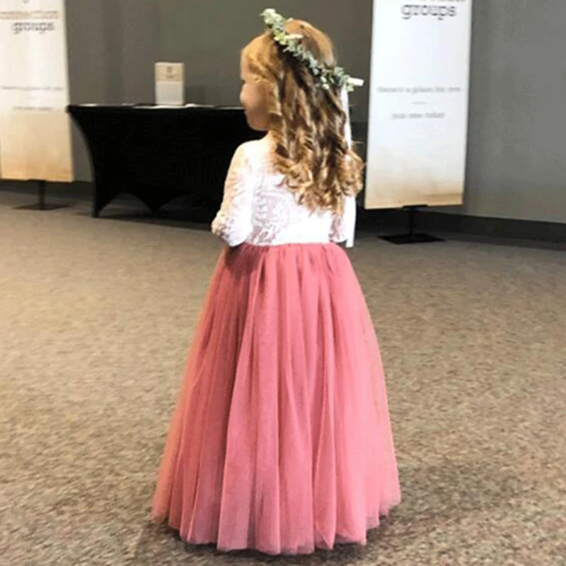 Prinzessin Party Spitze Blumenmädchen Kleid Baby Kinder Sommer Hochzeit Geburtstag Kleider Kinder Kleidung 2 4 6 8 10 12 14