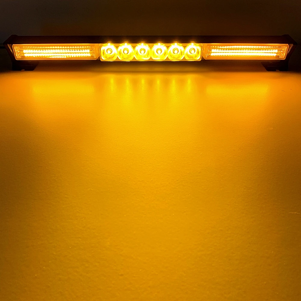 LED Warning Light Bar Police Car LED Strobe Emergency Light Beacon Autos Flashing Safety Signal Lamp Amber White 12/24V
