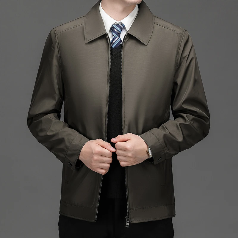 남성용 비즈니스 재킷, 캐주얼 외투, 단색 지퍼, 라펠 칼라, 긴팔 가디건, 슬림핏, 캐주얼 코트 의류